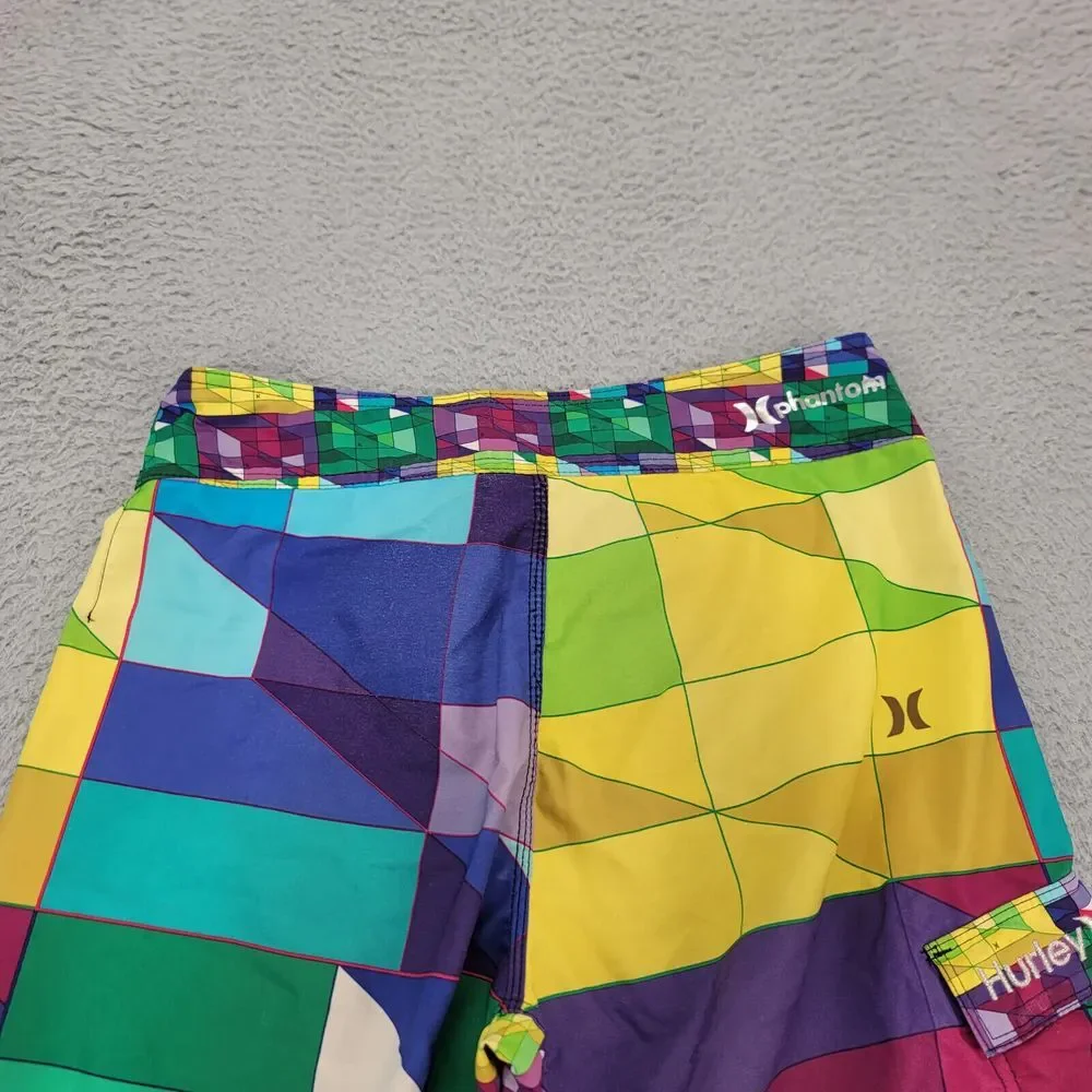 Hurley Shorts Mens 28 Colorful Colorblock Board Outdoors‎ Drawstring Casual Swim
